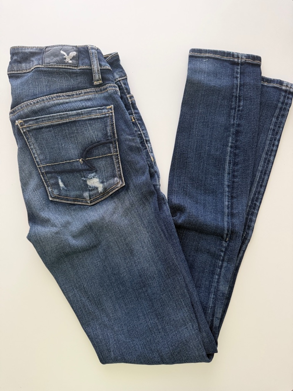 American Eagle Outfitters Women’s Ripped Skinny Jeans - Dark Blue Wash